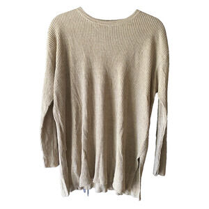 Eileen Fisher Khaki Organic Linen Round Neck Tunic Size XS Boho Oversized